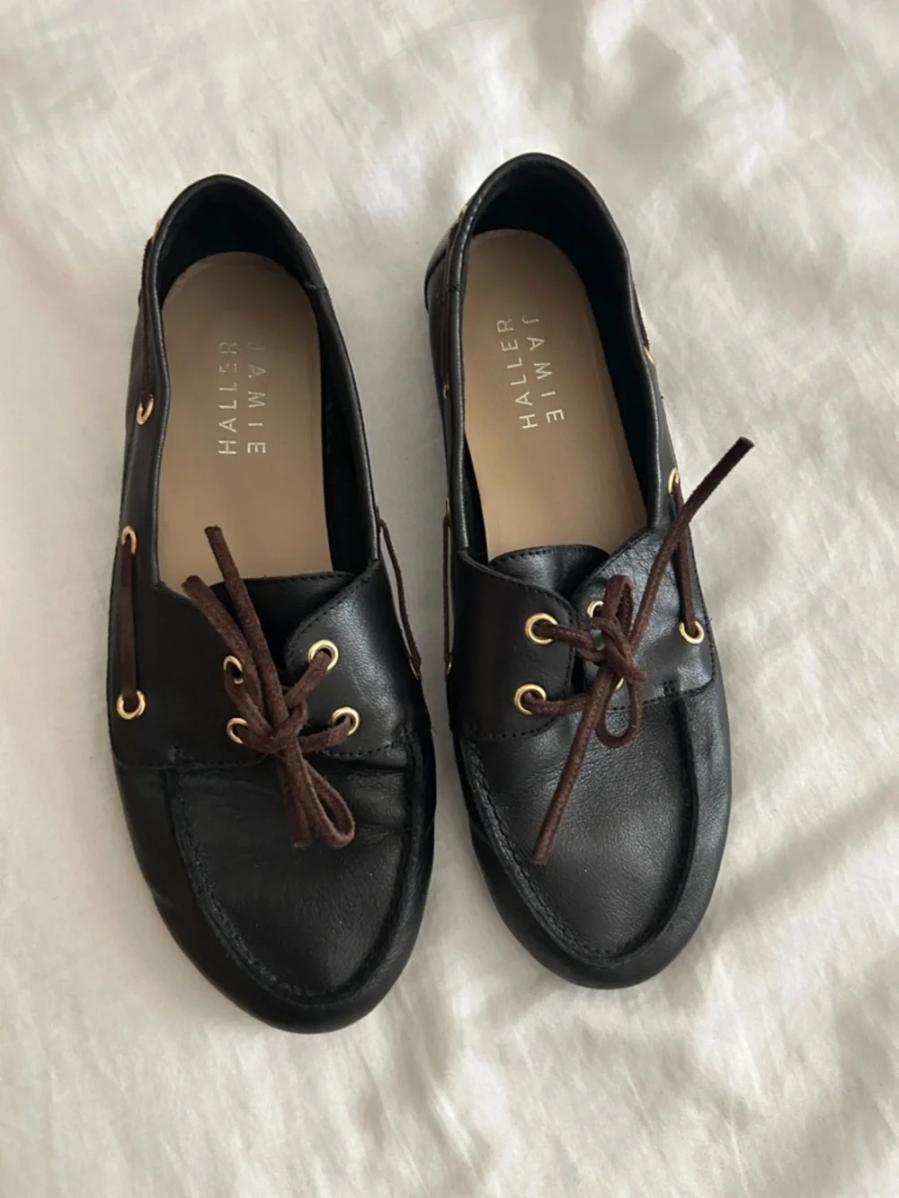Jamie Haller Black Leather Boat Loafers 38 - Picture 2 of 9